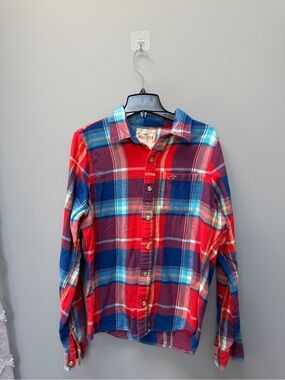Hollister Red & Blue Plaid Flannel Shirt